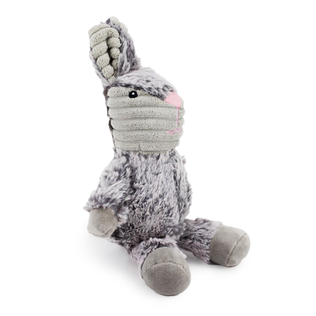 Giftable World Pet 9" Cuddle Bunny w/ Squeaker & Corduroy - Grey - corduroy dog toy with squeaker