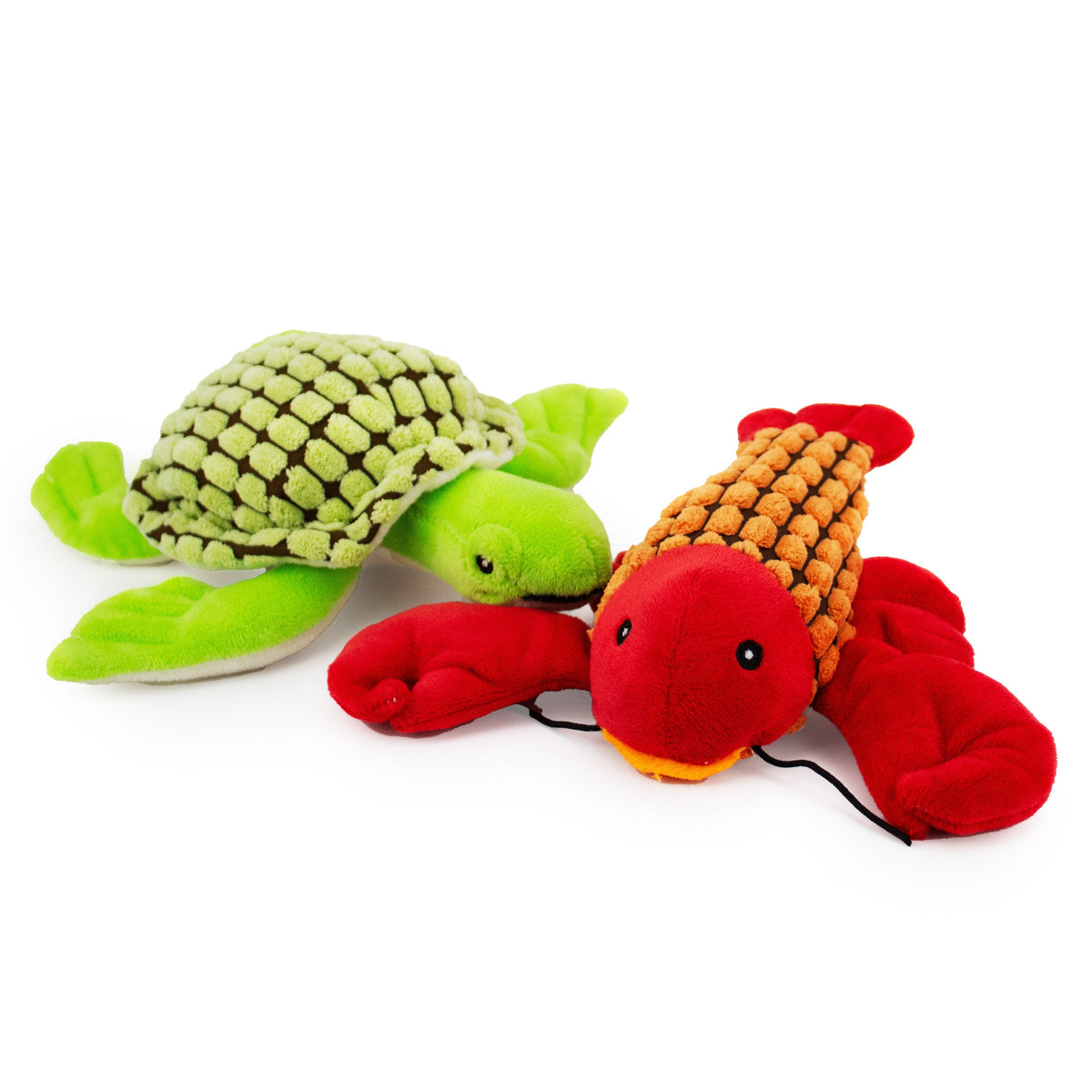 Giftable World Pet 7" Larry Lobster & Tito Turtle w/ Squeaker & Crinkle - corduroy dog toy with squeaker and crinkle