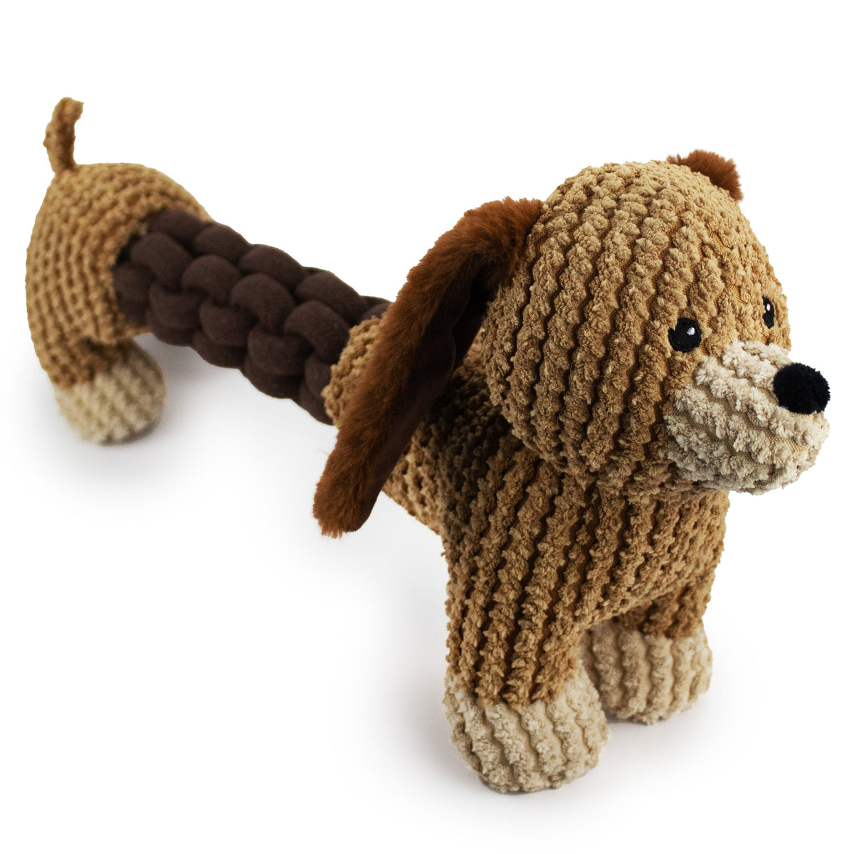 Giftable World Pet 17" Dash Dachshund w/ Squeaker, Crinkle & Rope - plush dog toy with squeaker and crinkle