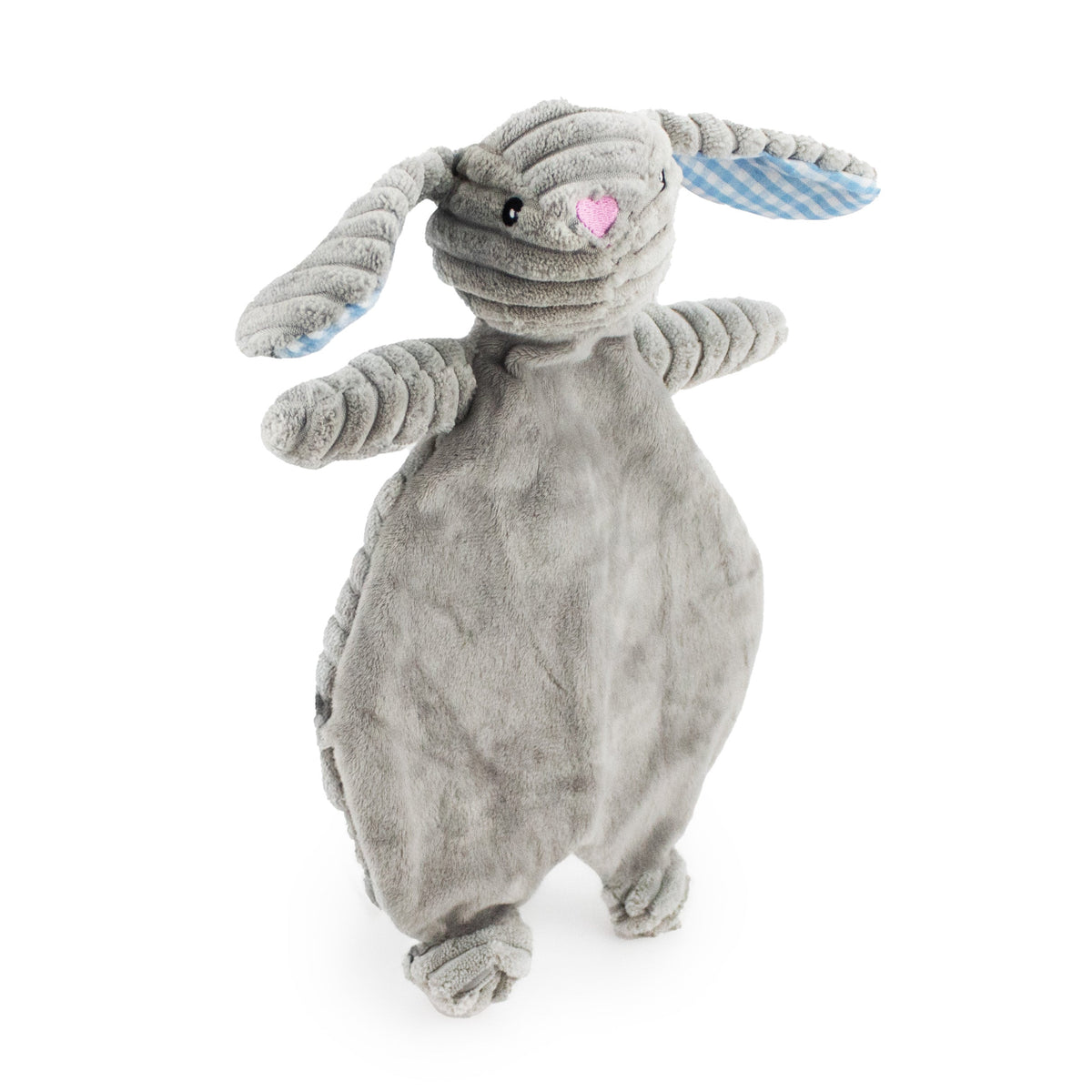 Giftable World Pet 18" Corduroy Bunny Flattie W/ Squeaker and Crinkle - Gray - corduroy dog toy with squeaker and crinkle