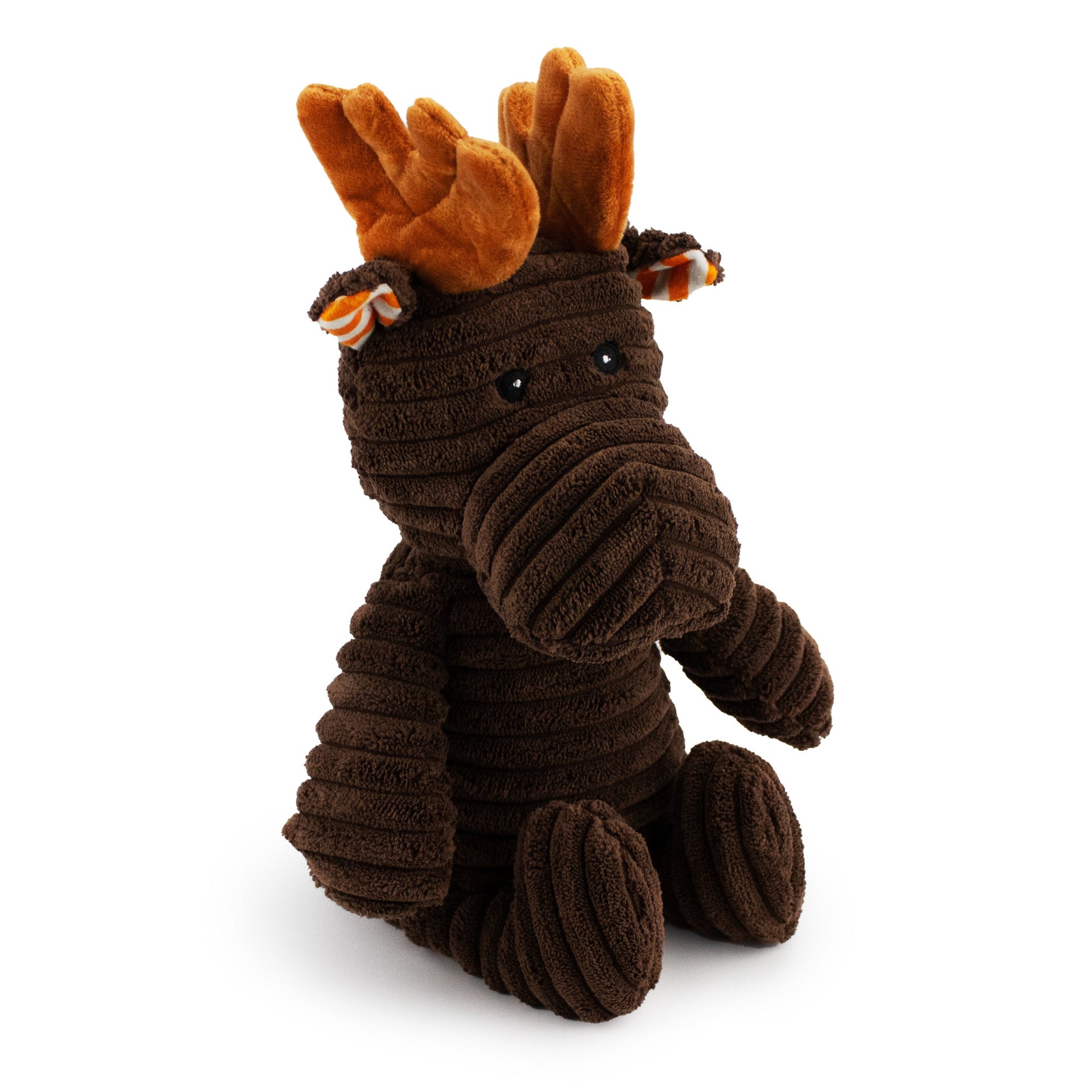 9" Corduroy Moose w/ Honker & Crinkle plush dog toy with soft fabric, designed for gentle play and cuddling