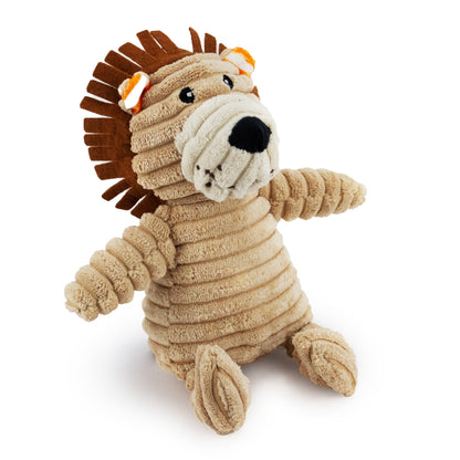 Giftable World Pet 9" Corduroy Lion w/ Squeaker & Crinkle - corduroy dog toy with squeaker and crinkle