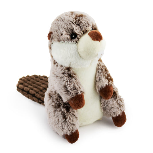 12" Beaver w/ Honker, Crinkle and Corduroy plush dog toy with soft fabric, designed for gentle play and cuddling