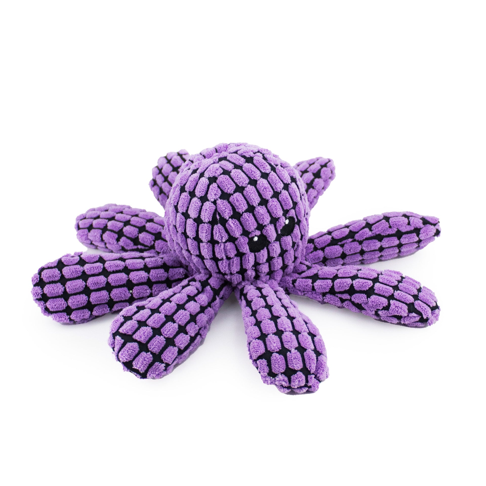 13" Ogi the Octopus w/ Squeaker & Crinkle  - Purple plush dog toy with soft fabric, designed for gentle play and cuddling