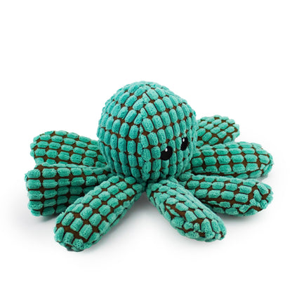 Giftable World Pet 9" Ogi the Octopus w/ Squeaker & Crinkle - Turq - corduroy dog toy with squeaker and crinkle