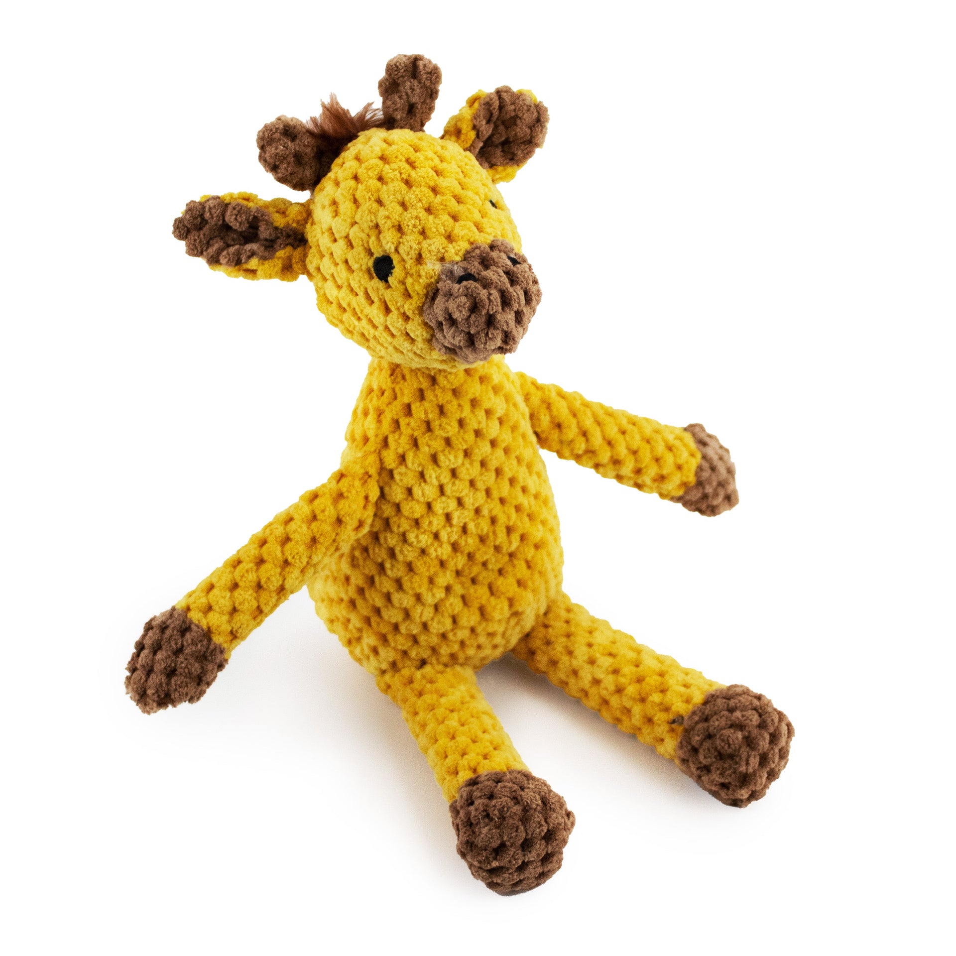 15" Sitting Giraffe w/ Squeaker & Crinkle plush dog toy with soft fabric, designed for gentle play and cuddling
