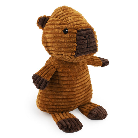 Giftable World Pet 8.5" Capybara w/ squeaker and crinkle - corduroy dog toy with squeaker and crinkle