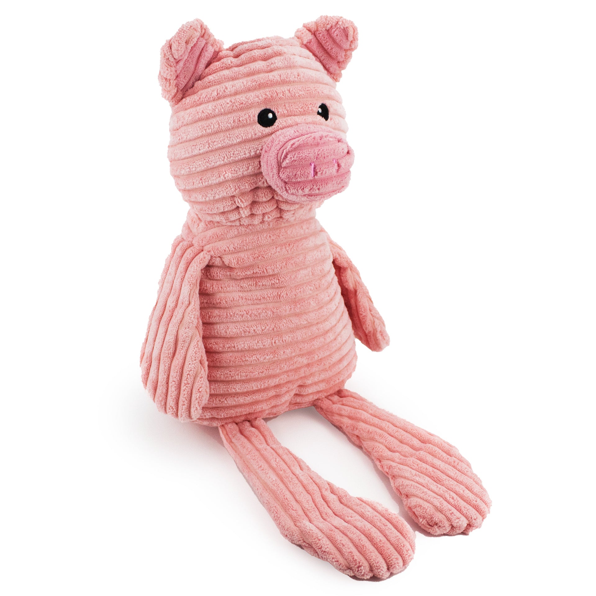 12" Pig w/ squeaker and crinkle plush dog toy with soft fabric, designed for gentle play and cuddling