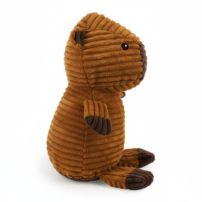 8.5" Capybara w/ squeaker and crinkle plush dog toy with soft fabric, designed for gentle play and cuddling