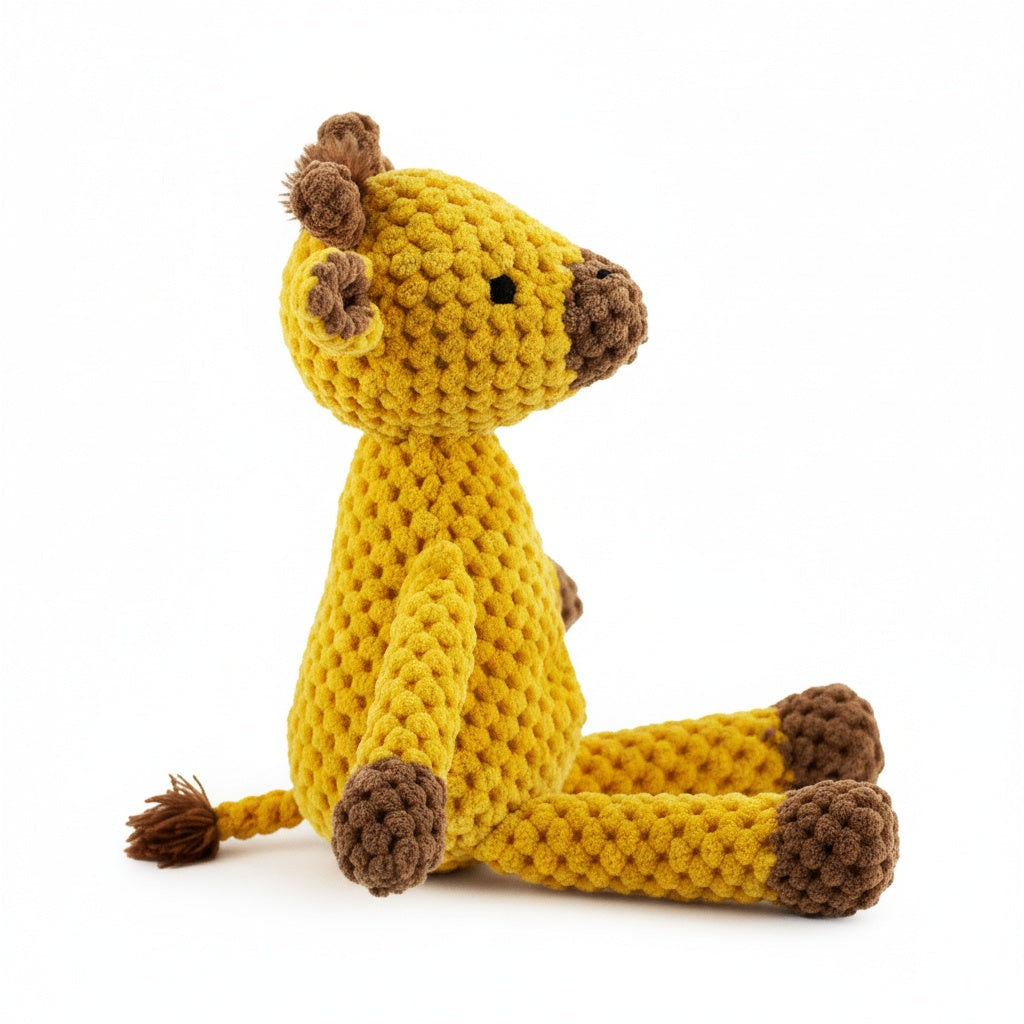 9" Sitting Giraffe w/ Squeaker & Crinkle plush dog toy with soft fabric, designed for gentle play and cuddling