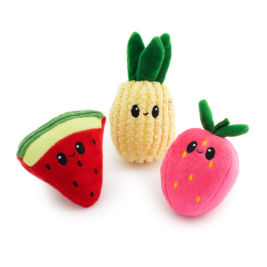 Giftable World Pet 4" Frutie Cutie Crew - 3 Pack - plush dog toy with squeaker