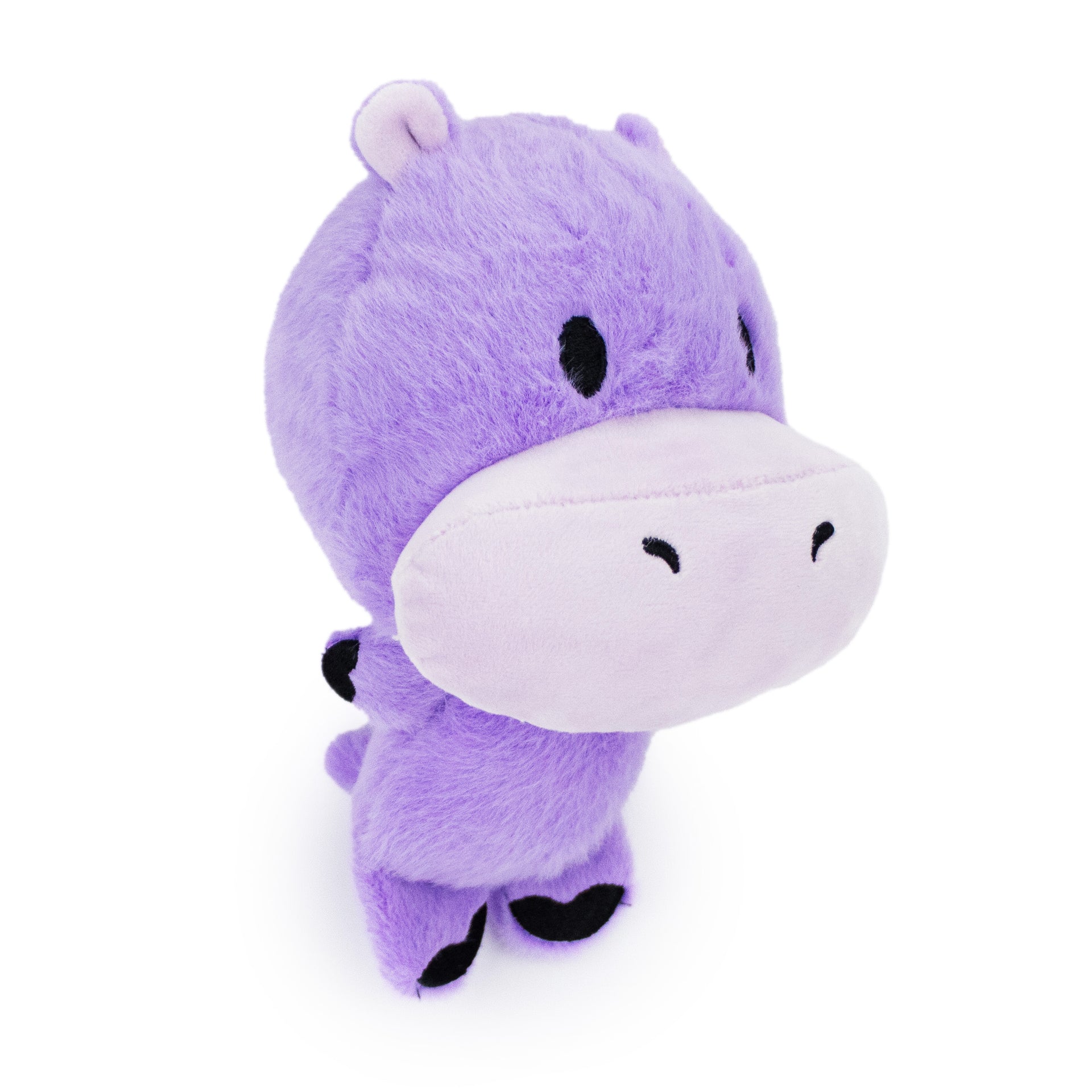 8" Lullipo Hippo plush dog toy with soft fabric, designed for gentle play and cuddling