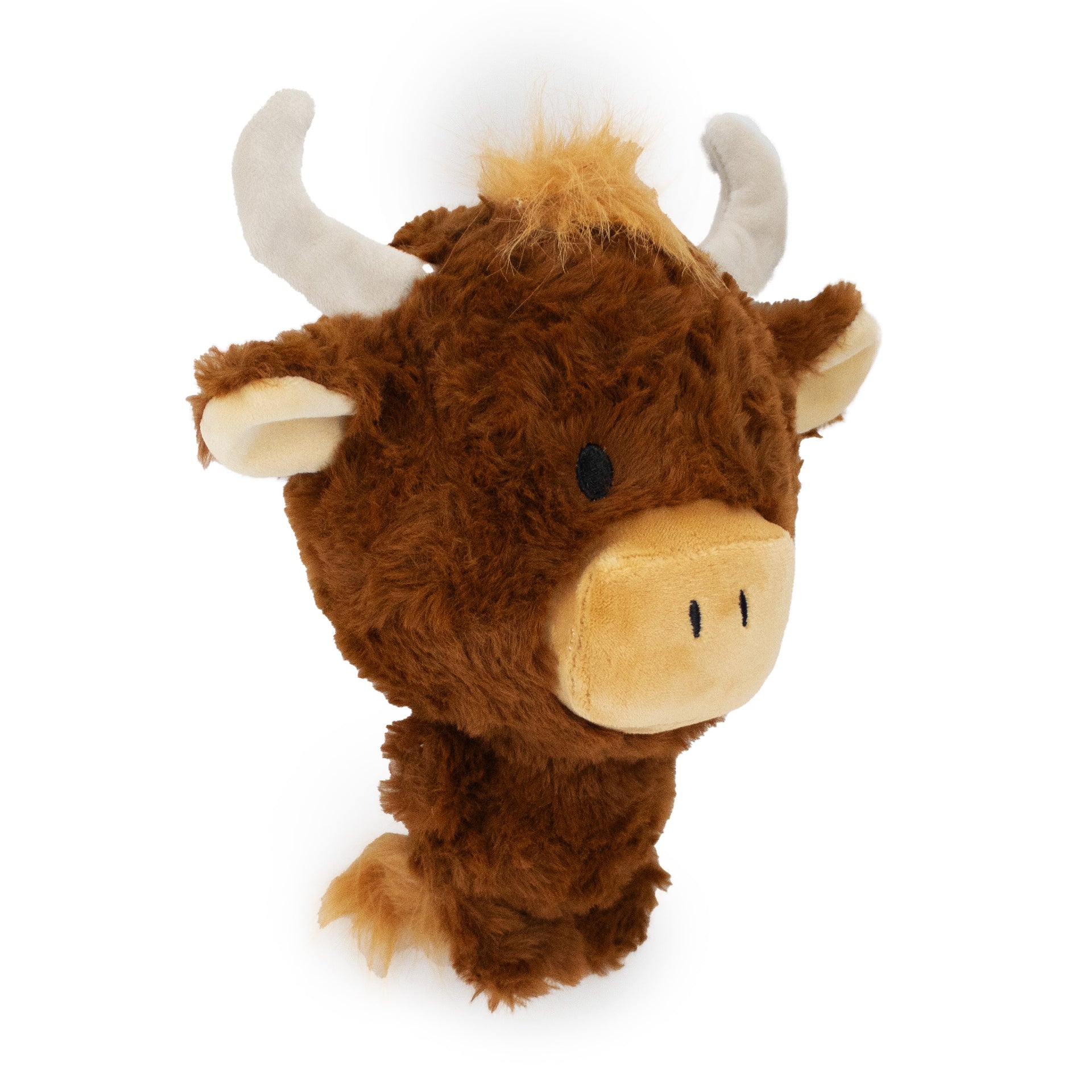8" Harlowe Highland plush dog toy with soft fabric, designed for gentle play and cuddling