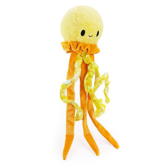 18" Solaris Jellyfish plush dog toy with soft fabric, designed for gentle play and cuddling