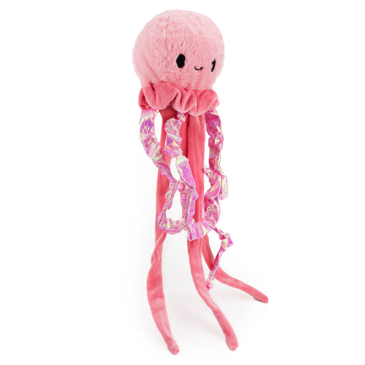 18" Medusa Jellyfish plush dog toy with soft fabric, designed for gentle play and cuddling