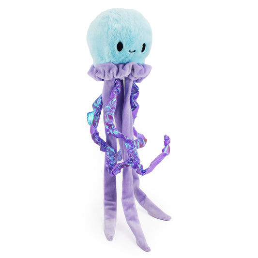 18" Cressida Jellyfish plush dog toy with soft fabric, designed for gentle play and cuddling