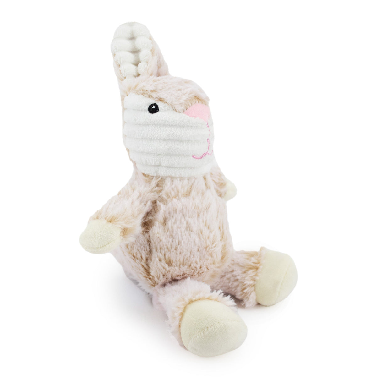 Giftable World Pet 7" Two Tone Cuddle Bunny w/ Squeaker & Corduroy - Tan - corduroy dog toy with squeaker