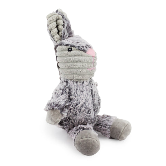 Giftable World Pet 9" Cuddle Bunny w/ Squeaker & Corduroy - Grey - corduroy dog toy with squeaker