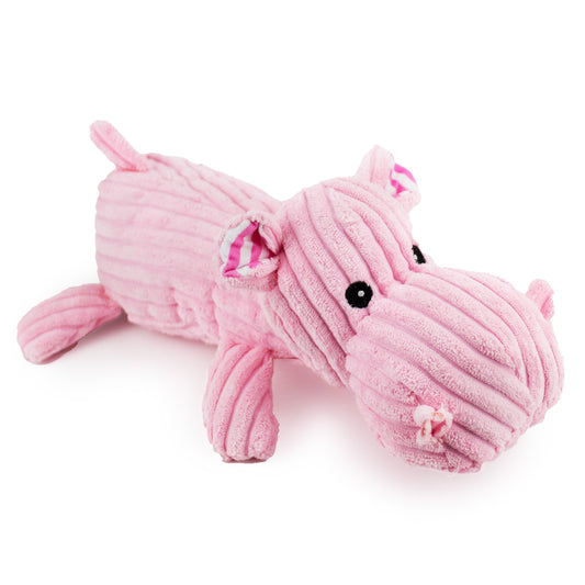 Giftable World Pet 12" Corduroy Lying Hippo w/ Squeaker & Crinkle - corduroy dog toy with squeaker and crinkle