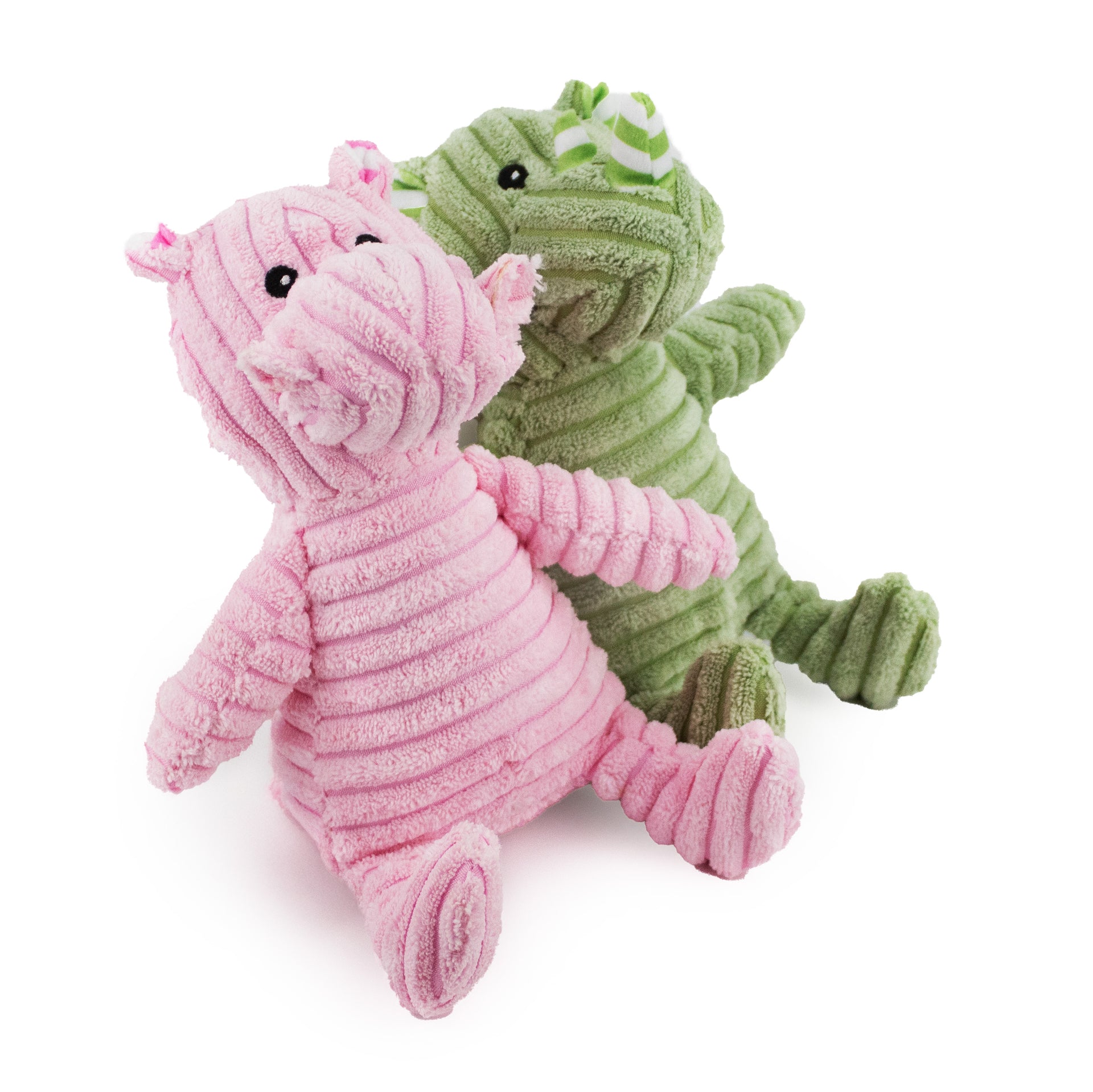 7" Corduroy Jungle w Squeaker & Crinkle - 2 Pack plush dog toy with soft fabric, designed for gentle play and cuddling