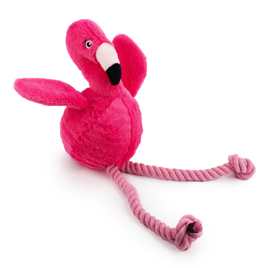 Giftable World Pet 10" Sitting Flamingo - plush dog toy with squeaker ball