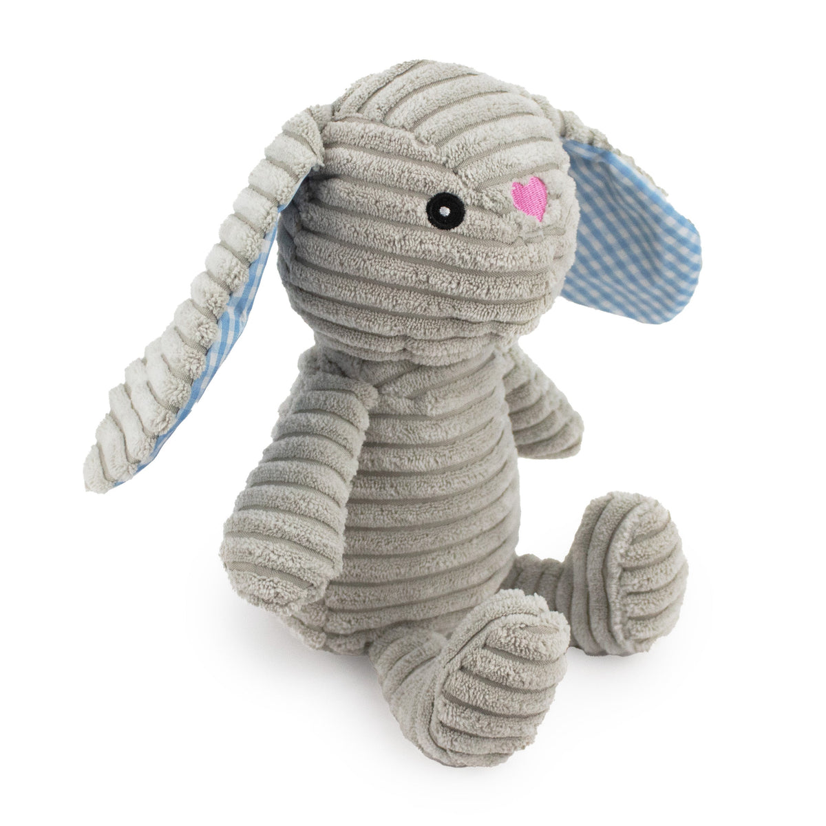 Giftable World Pet 9" Corduroy Rabbit w/ Squeaker & Crinkle - Gray - corduroy dog toy with squeaker and crinkle