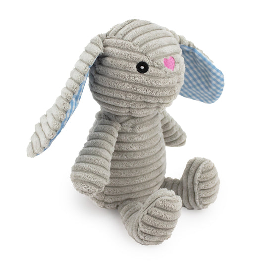 Giftable World Pet 9" Corduroy Rabbit w/ Squeaker & Crinkle - Gray - corduroy dog toy with squeaker and crinkle