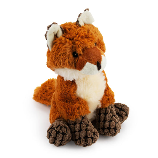 8" Fox w/ Squeaker, Crinkle Ears and Corduroy Detail plush dog toy with soft fabric, designed for gentle play and cuddling