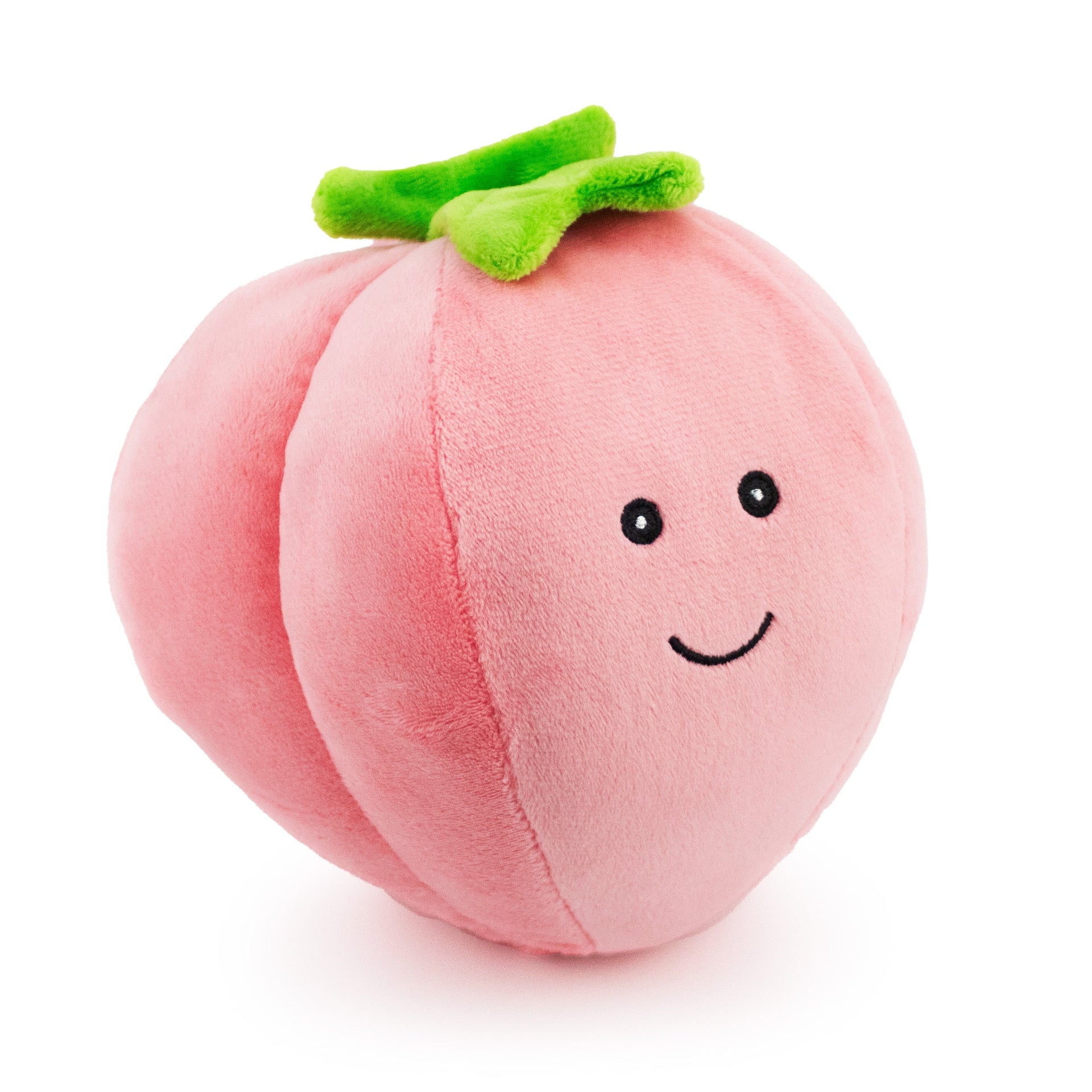 6" Peachy Peach W/ Squeaker plush dog toy with soft fabric, designed for gentle play and cuddling