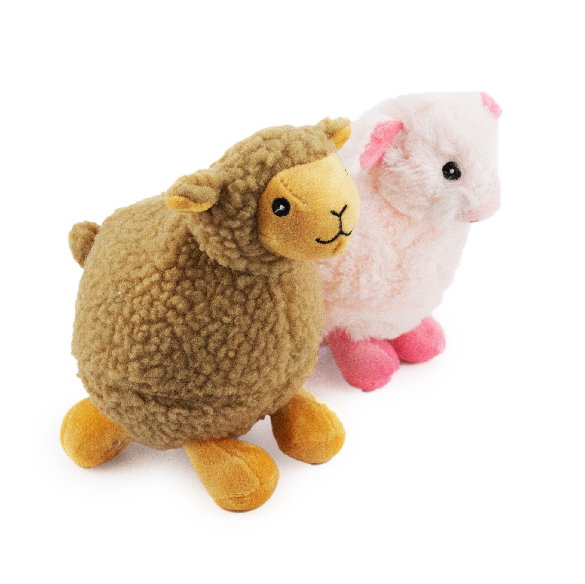 7" Baa Baa Sheep & Piglet W/Squeaker Ball - 2 Asst plush dog toy with soft fabric, designed for gentle play and cuddling