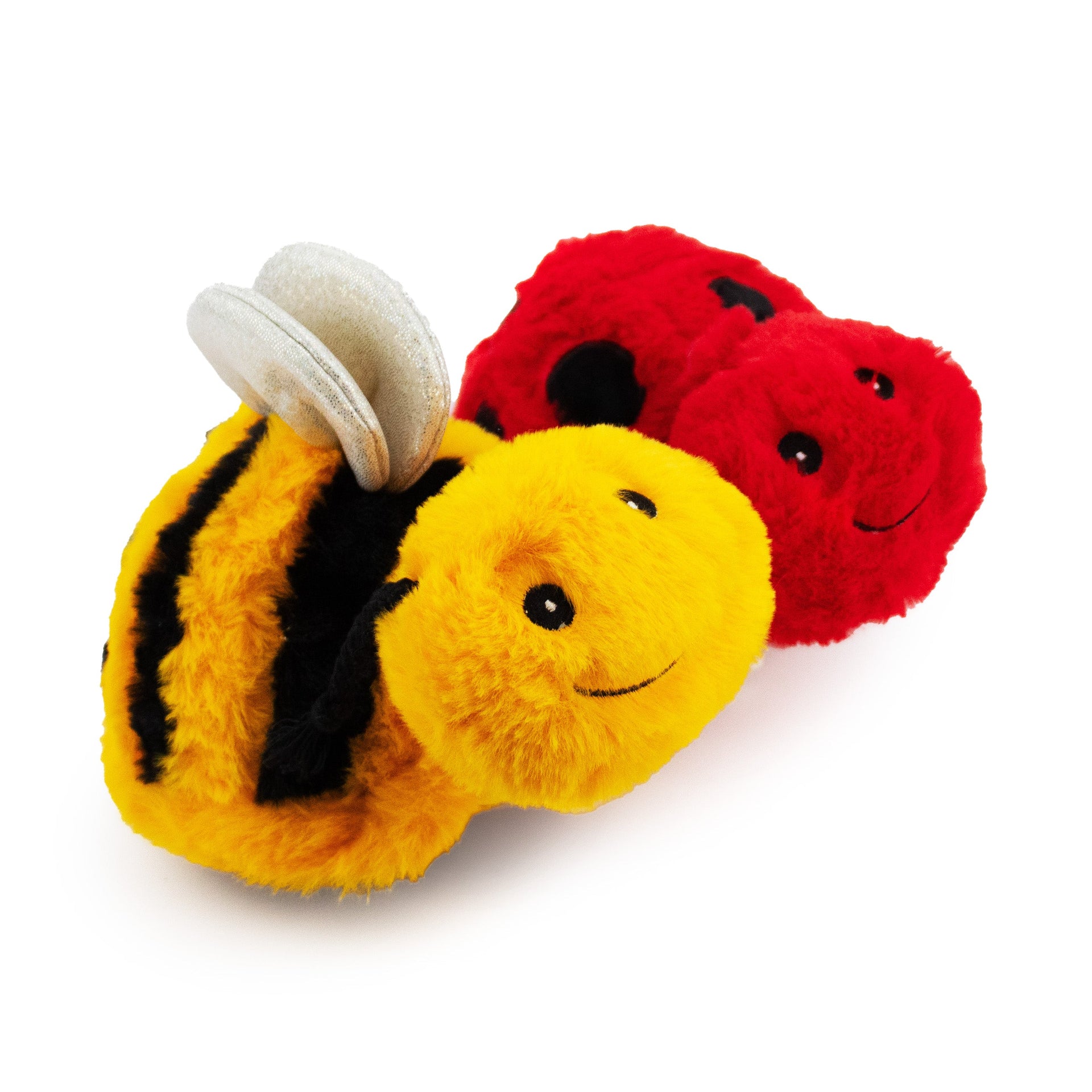 8" Fiona Lady Bug & Benny Bee W/Squeaky Ball plush dog toy with soft fabric, designed for gentle play and cuddling