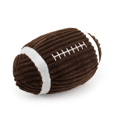 9" Corduroy Football W/ Squeaker plush dog toy with soft fabric, designed for gentle play and cuddling