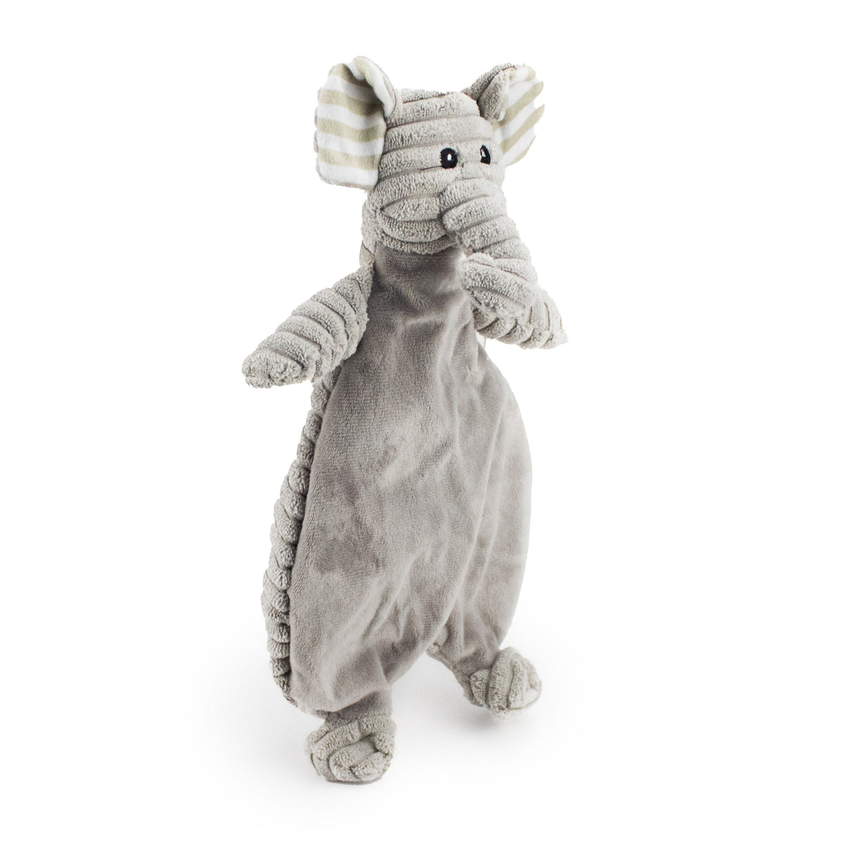 Giftable World Pet 18" Corduroy Elephant Flattie W/ Squeaker and Crinkle - corduroy dog toy with squeaker and crinkle
