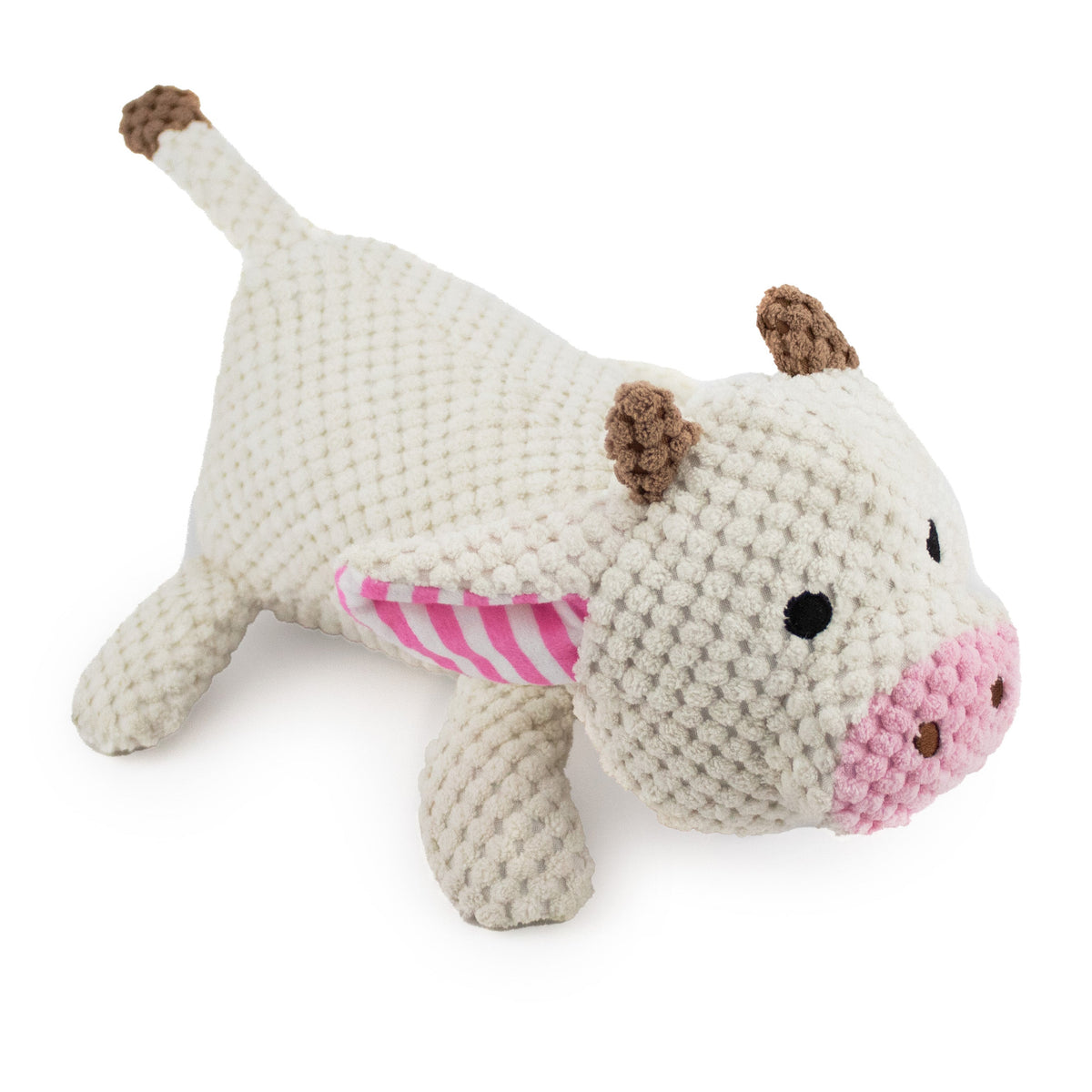 Giftable World Pet 12" Corduroy Lying Cow w/ Squeaker & Crinkle - corduroy dog toy with squeaker and crinkle