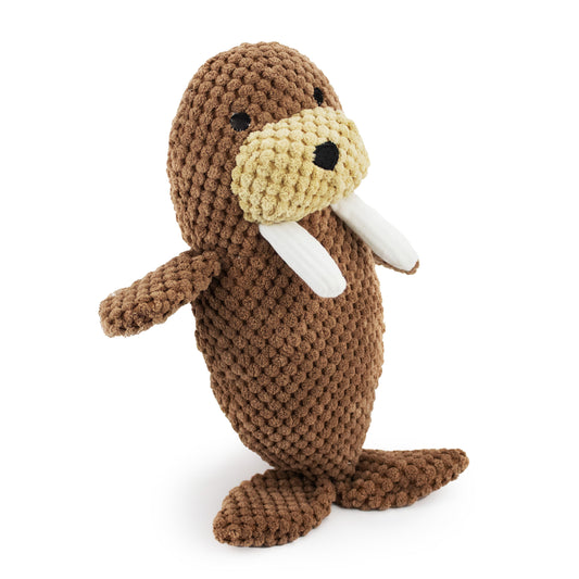 Giftable World Pet 9" Wolly Walrus w/ Squeaker - corduroy dog toy with squeaker and crinkle