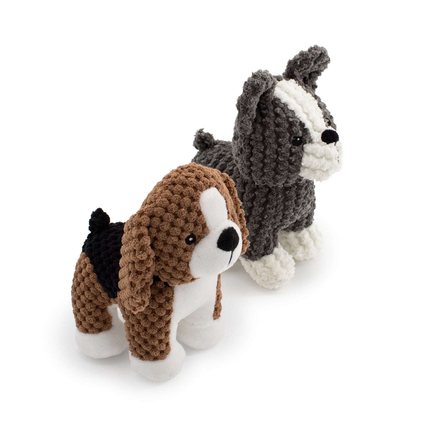 6.5" Snorky Terriers w/ Squeaker & Crinkle - 2 Pack plush dog toy with soft fabric, designed for gentle play and cuddling