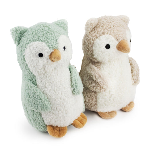7" Wooly Owl w/ Squeaker & Crinkle - 2 Pack plush dog toy with soft fabric, designed for gentle play and cuddling