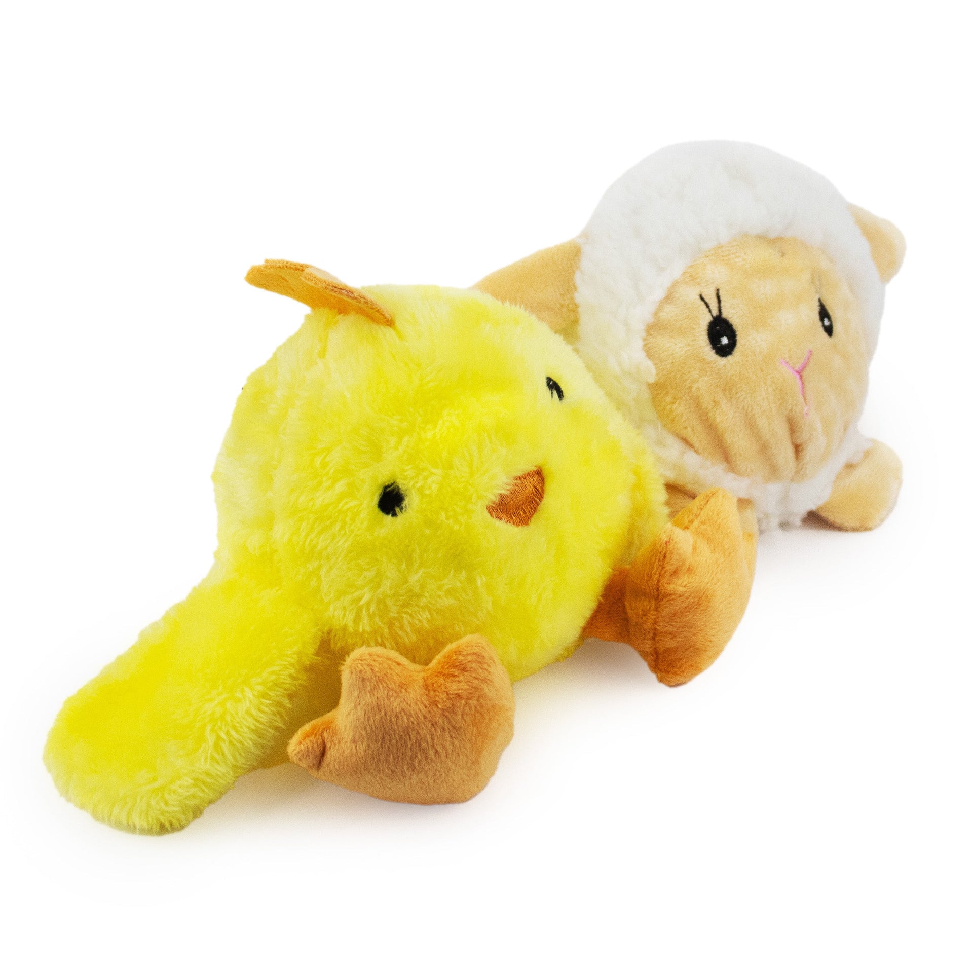 5" Bouncy Chick & Lamby w/ Squeaker Ball & Crinkle - 2 Pack plush dog toy with soft fabric, designed for gentle play and cuddling