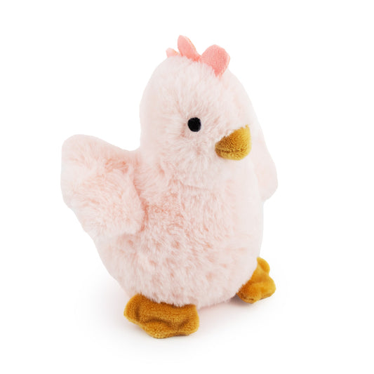 8" Phoebe Chick w/ Squeaker & Crinkle plush dog toy with soft fabric, designed for gentle play and cuddling