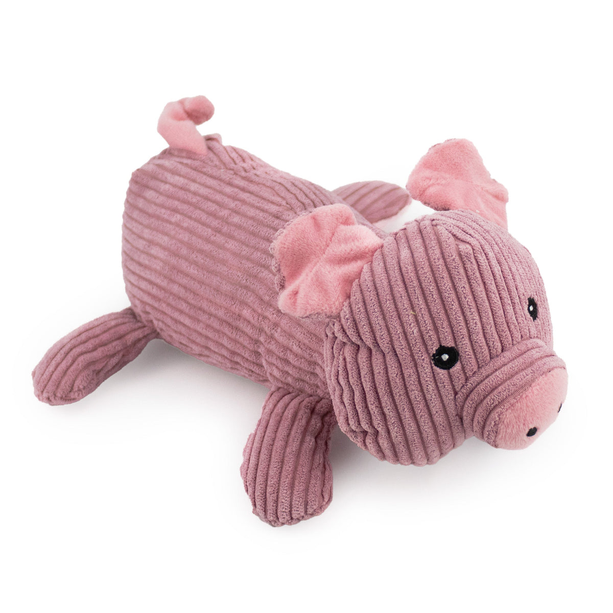 Giftable World Pet 12" Corduroy Lying Pig w/ Squeaker & Crinkle - corduroy dog toy with squeaker and crinkle