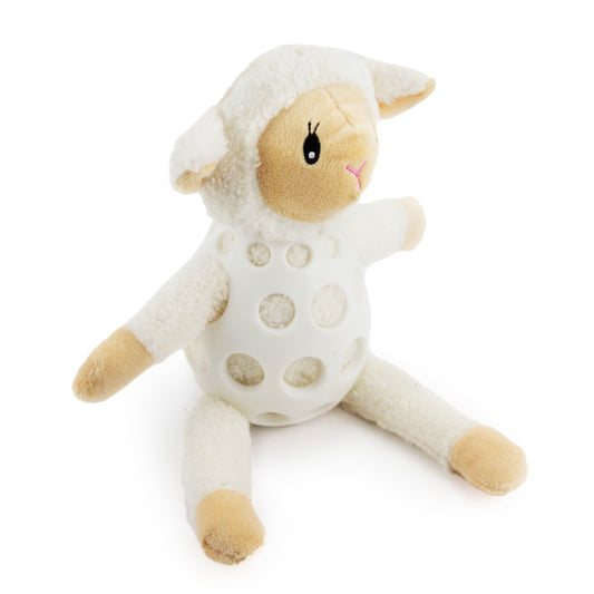Giftable World Pet 14" Lily Lamb w/ Squeaker, Crinkle & Rubber Body - plush dog toy with squeaker and crinkle