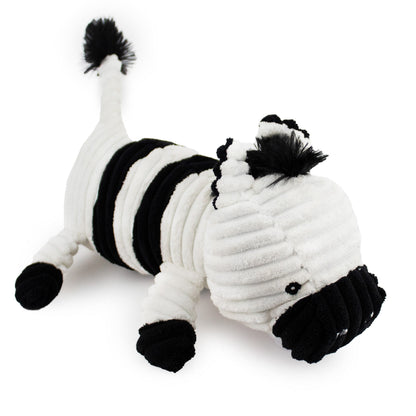 Giftable World Pet 12" Corduroy Lying Zebra w/ Squeaker & Crinkle - corduroy dog toy with squeaker and crinkle