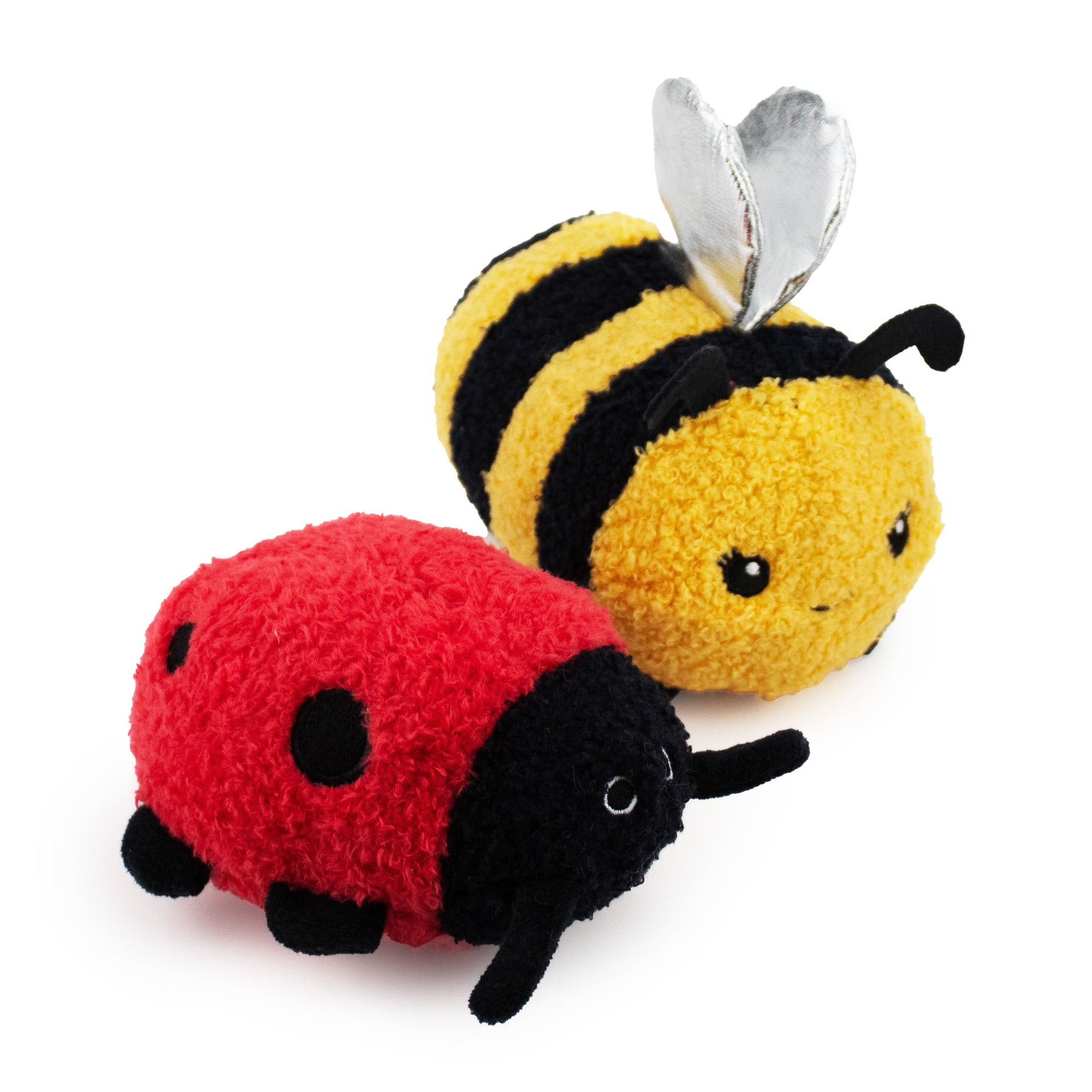 7" Buzzing Around w/ Squeaker & Crinkle plush dog toy with soft fabric, designed for gentle play and cuddling
