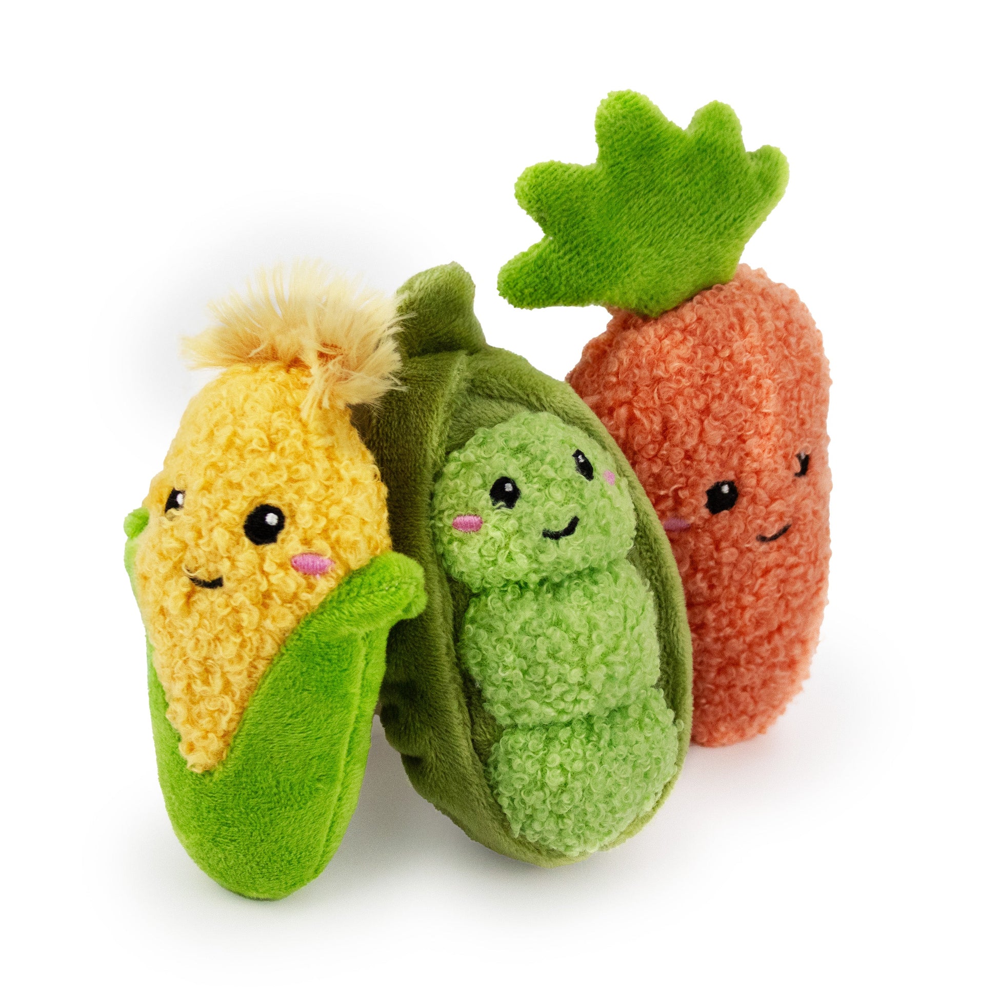 4" Farmers Market w/ Squeaker - 3 Pack plush dog toy with soft fabric, designed for gentle play and cuddling