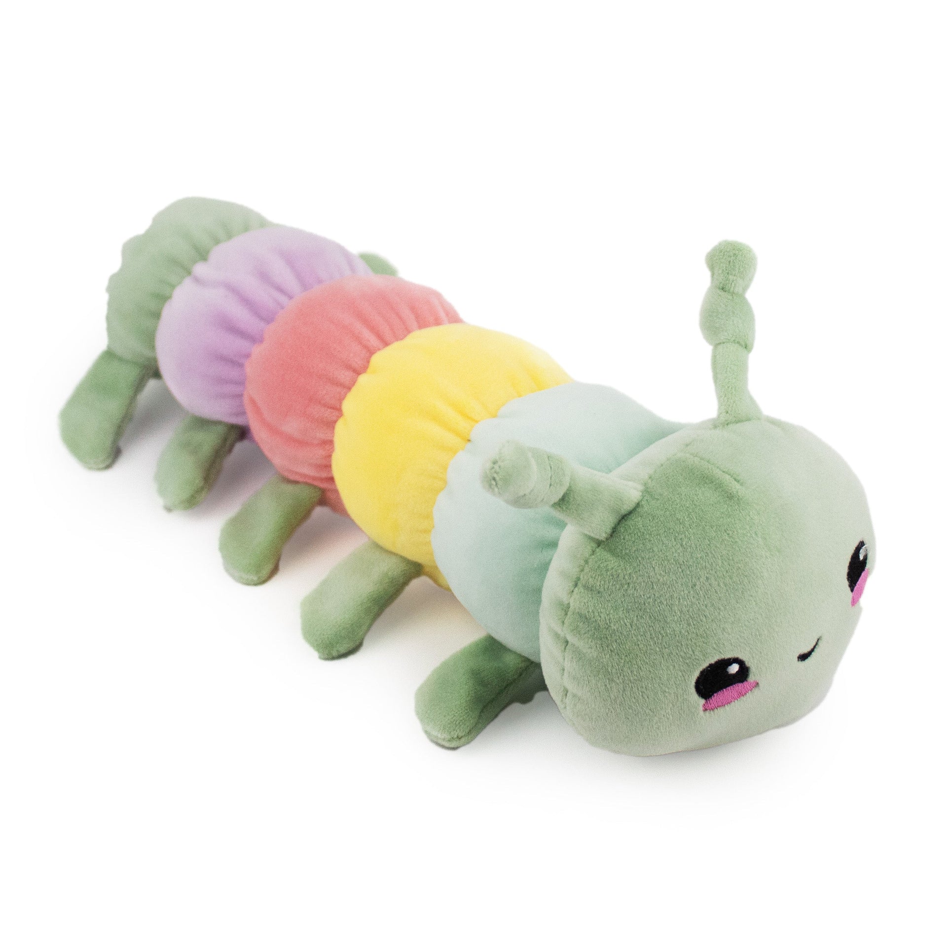13" Snugglepillar w/ multiple Squeakers & Crinkle plush dog toy with soft fabric, designed for gentle play and cuddling