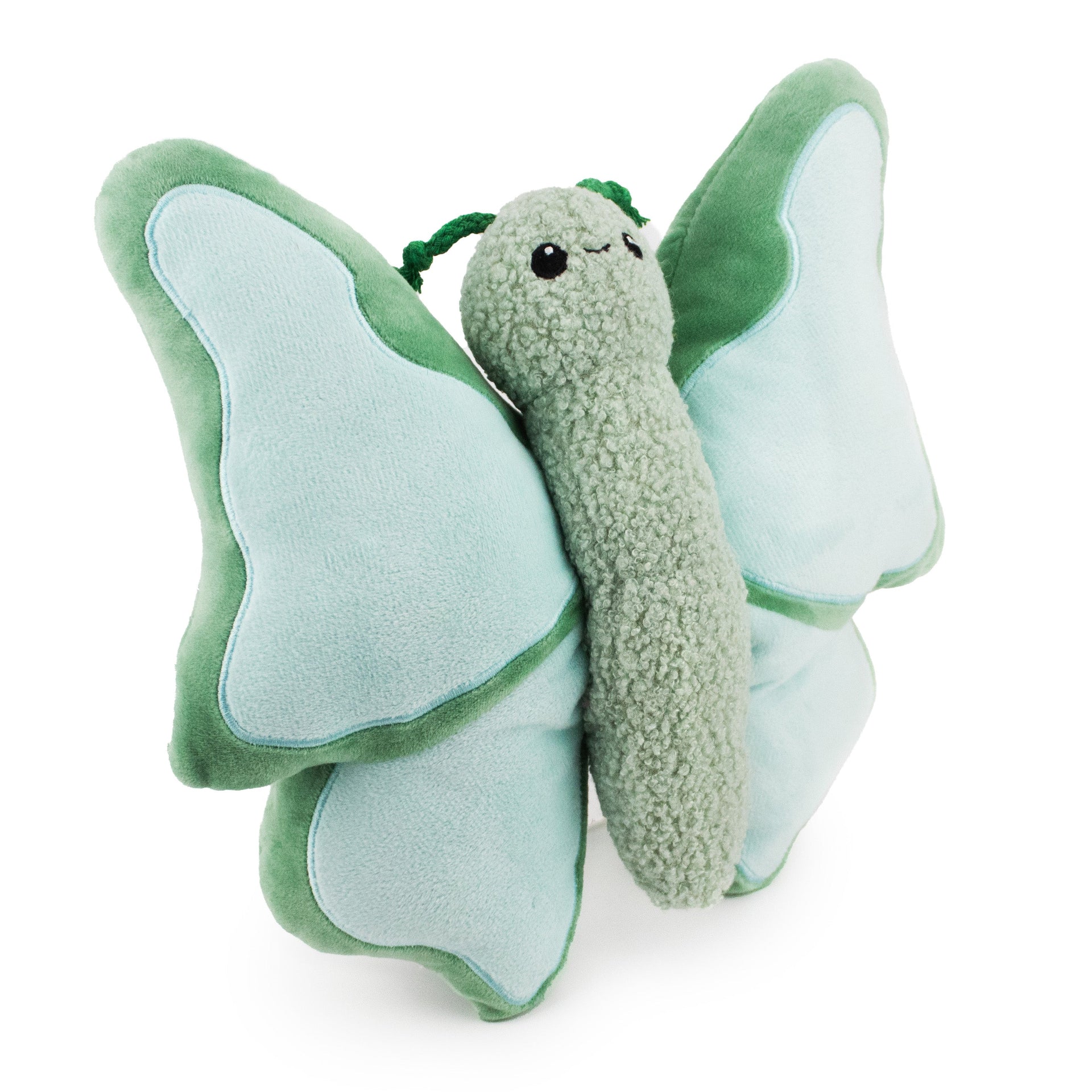 10" Honeyflutter w/ Squeaker & Crinkle- Teal plush dog toy with soft fabric, designed for gentle play and cuddling