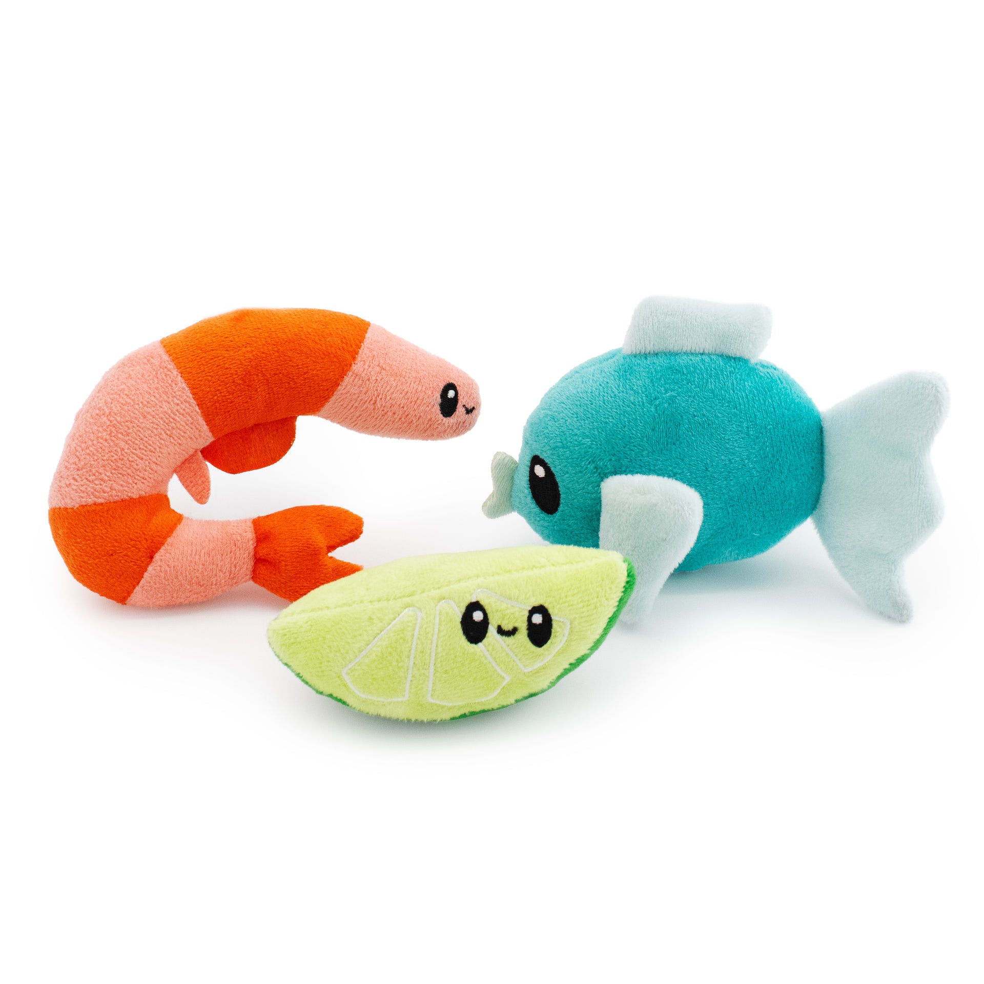 4" Catch of the Day - 3 Pack plush dog toy with soft fabric, designed for gentle play and cuddling