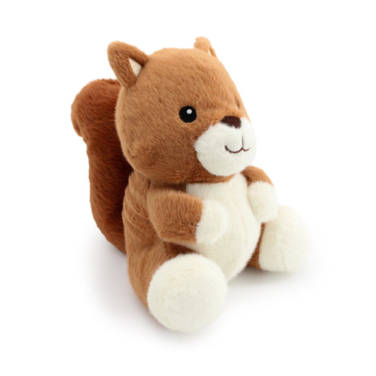 8" Nutmeg w/ Squeaker Ball plush dog toy with soft fabric, designed for gentle play and cuddling