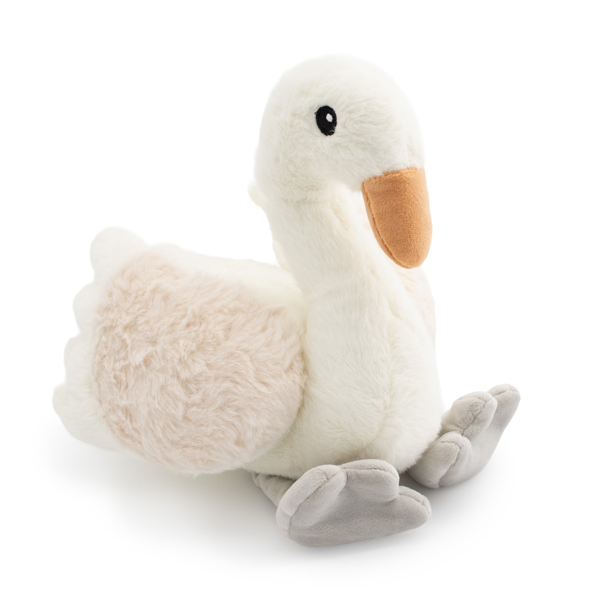 9" Bella Swan w/ Squeaker & Crinkle plush dog toy with soft fabric, designed for gentle play and cuddling