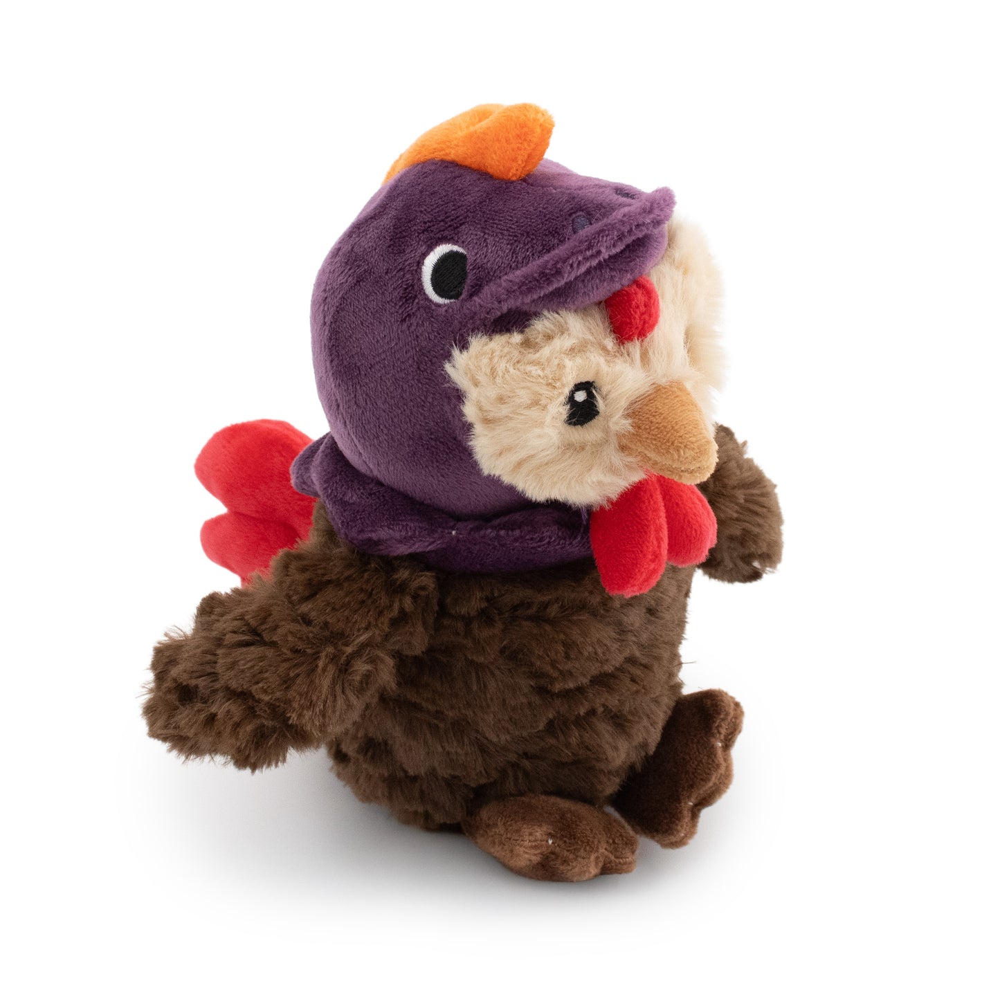 7" Peckyrex w/ squeaker ball & Crinkle plush dog toy with soft fabric, designed for gentle play and cuddling